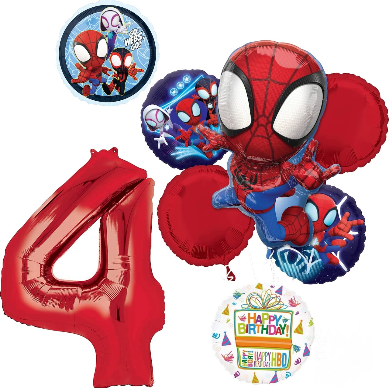 Spidey and Friends Birthday 8-Piece Foil Balloon Bouquet